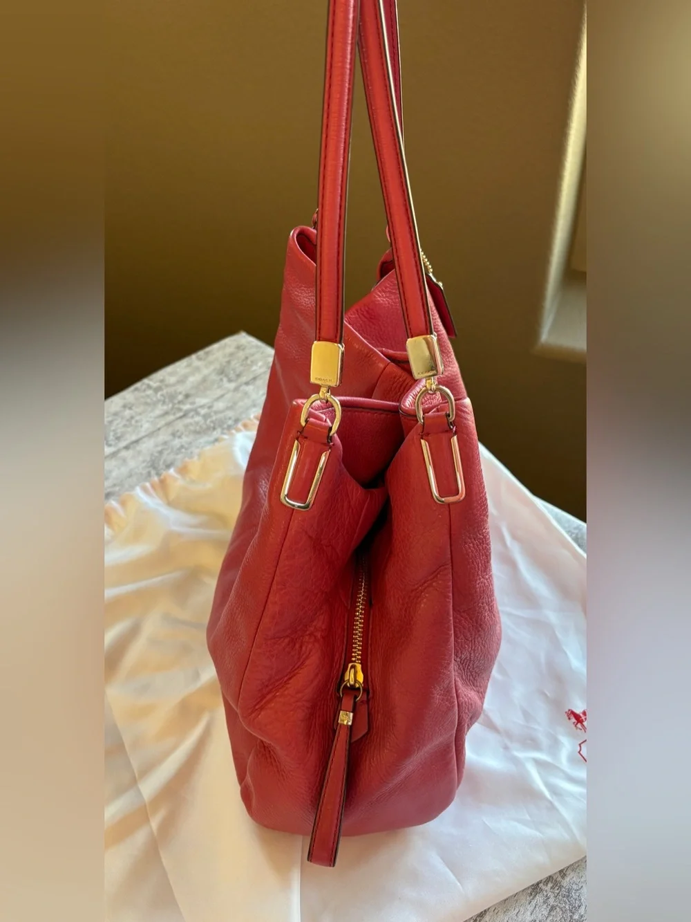 Preloved COACH MADISON PHOEBE LEATHER SHOULDER BAG PURSE PINK PEONY